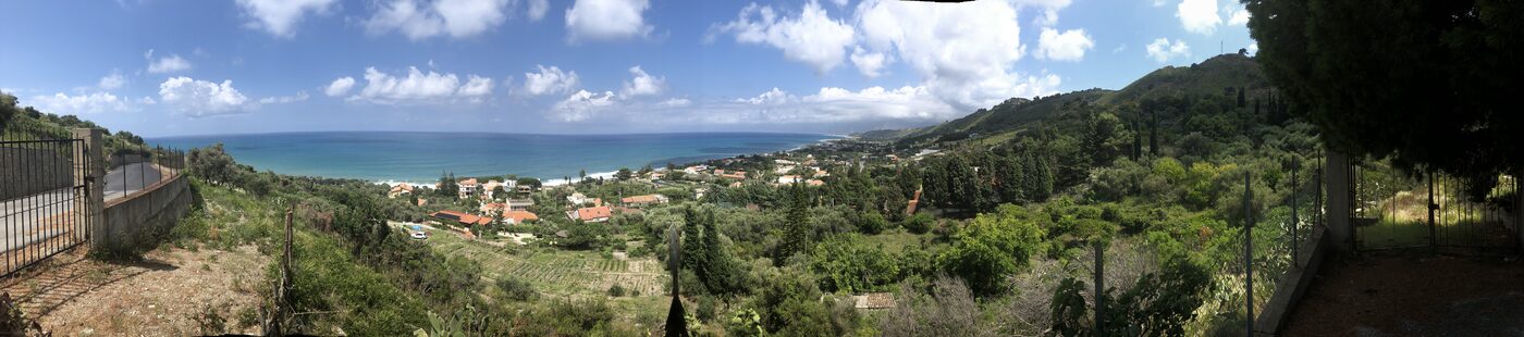 Panoramic view of the Sicilian coast and countryside